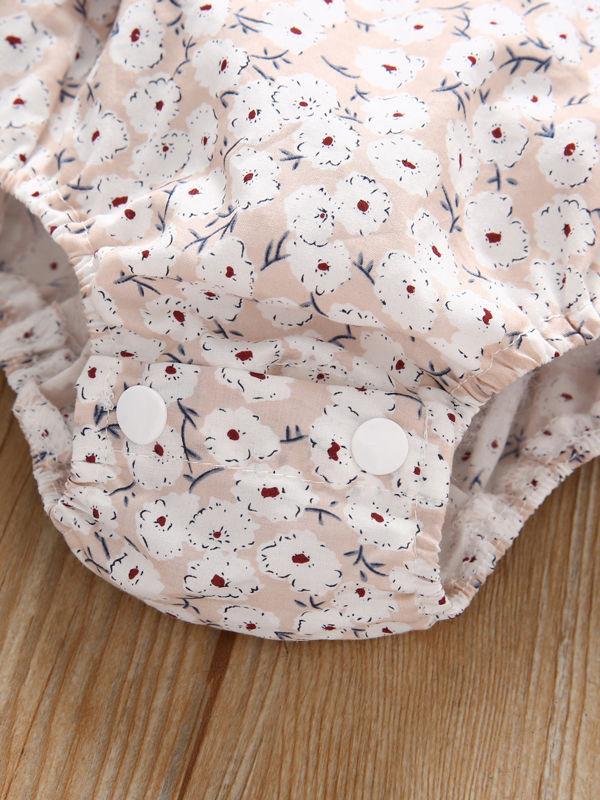 Floral Flutter Sleeve Big Bow Baby Jumpsuit - dianjiang-