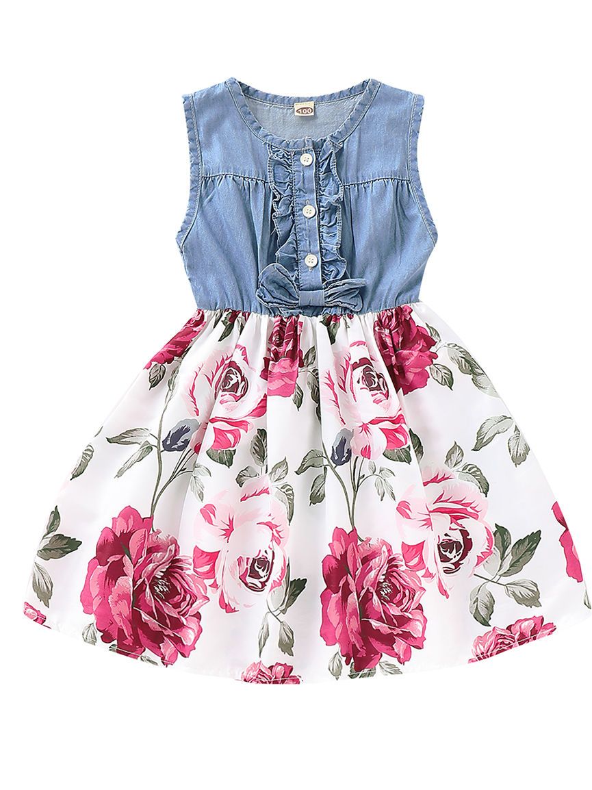 Flower Sleeveless Dress for Toddler Little Girl - dianjiang-