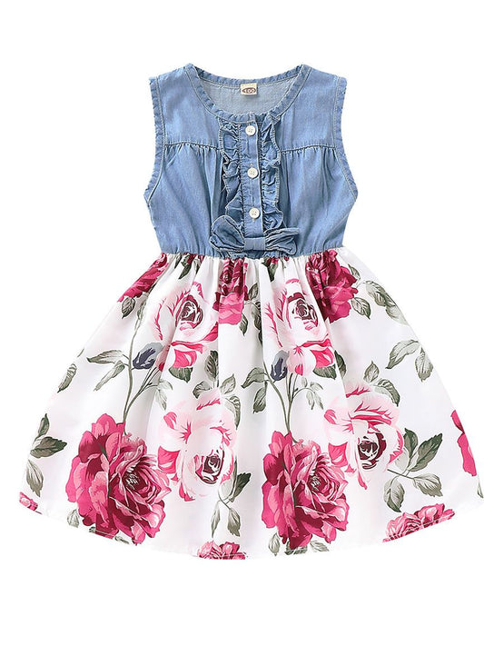 Flower Sleeveless Dress for Toddler Little Girl - dianjiang-