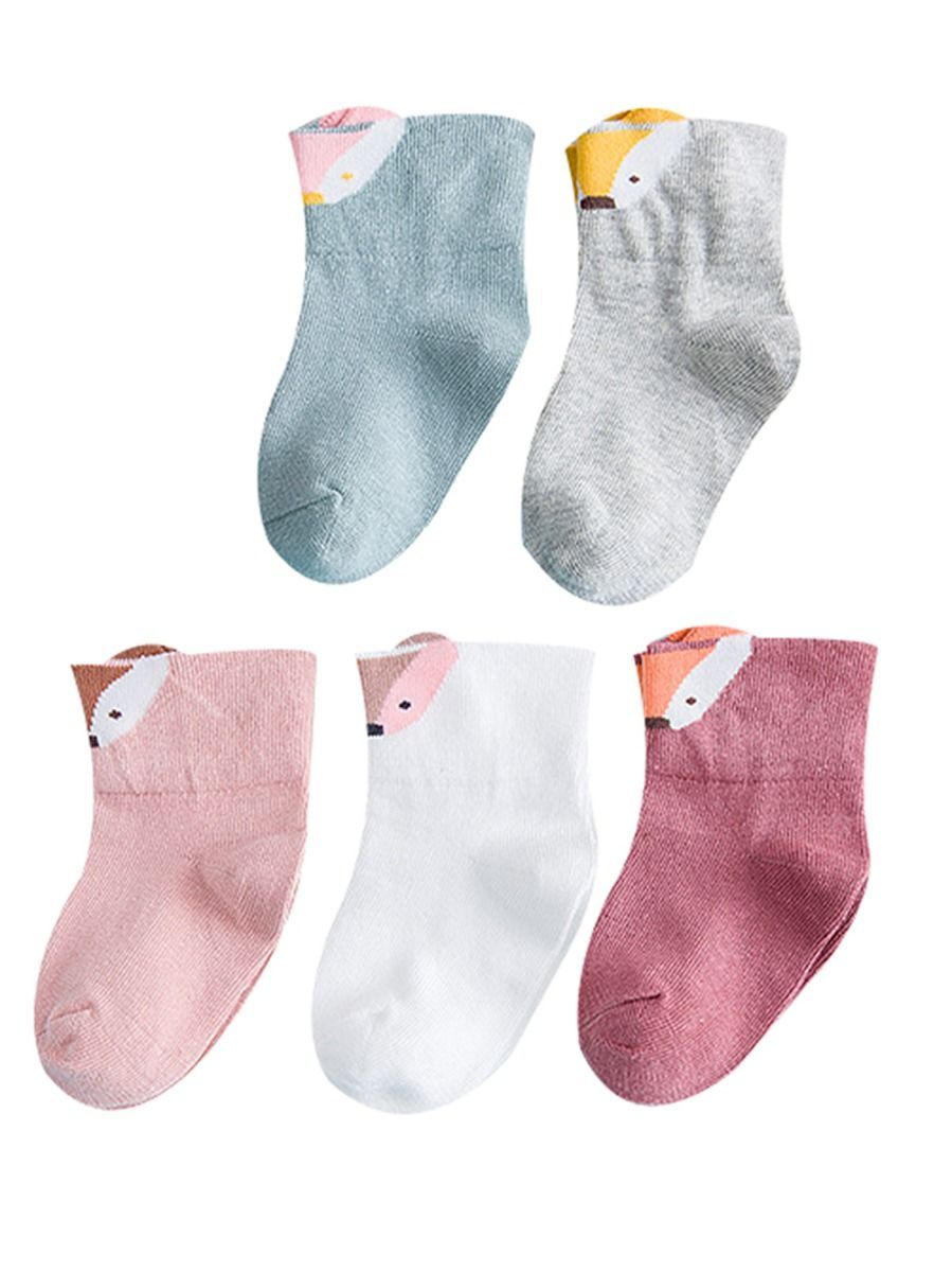 5-PACK Cartoon Animal Pattern Mid-calf Length Sock - dianjiang-