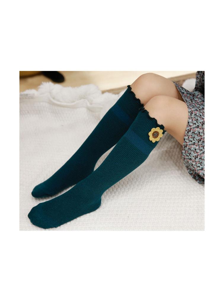 4-PACK Solid Color Ruffle Knee High Tube Socks Loose Mouth Socks - dianjiang-