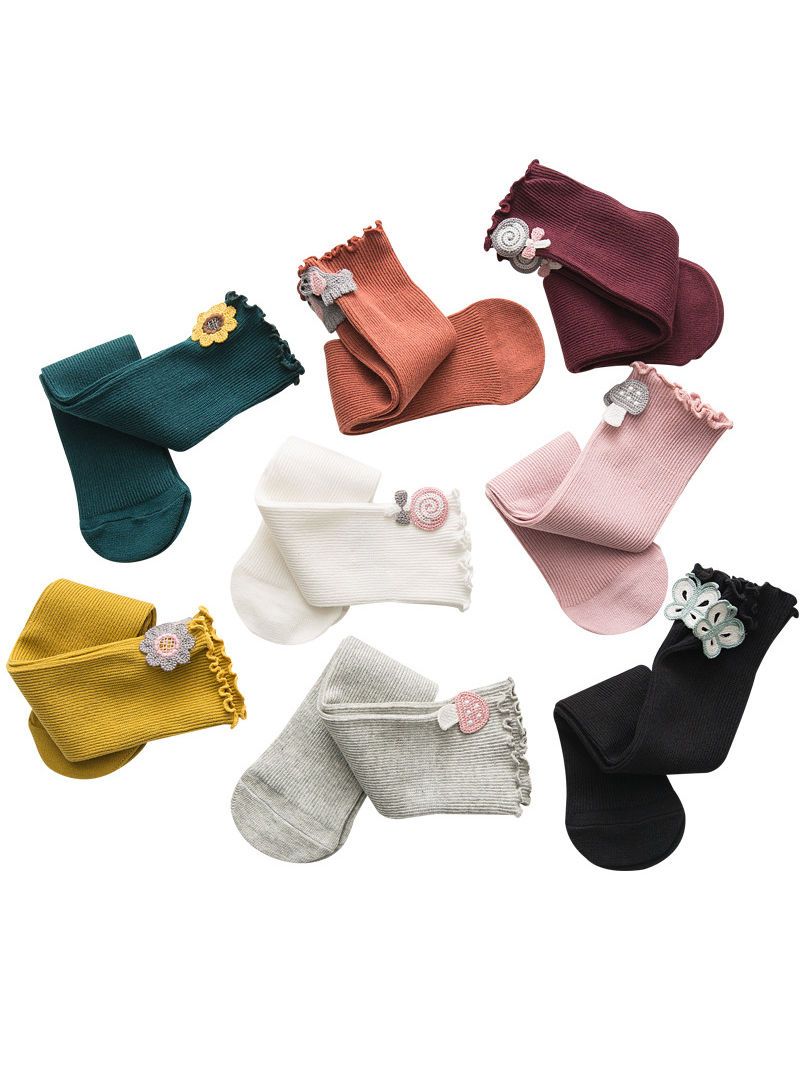 4-PACK Solid Color Ruffle Knee High Tube Socks Loose Mouth Socks - dianjiang-