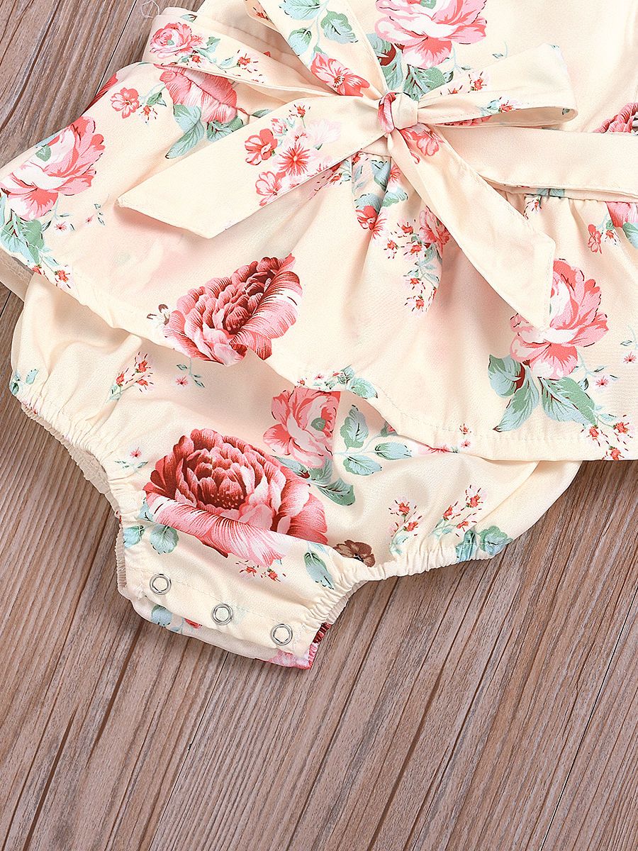 High Summer Onesie Flower Bow Baby Girl Bodysuit - dianjiang-