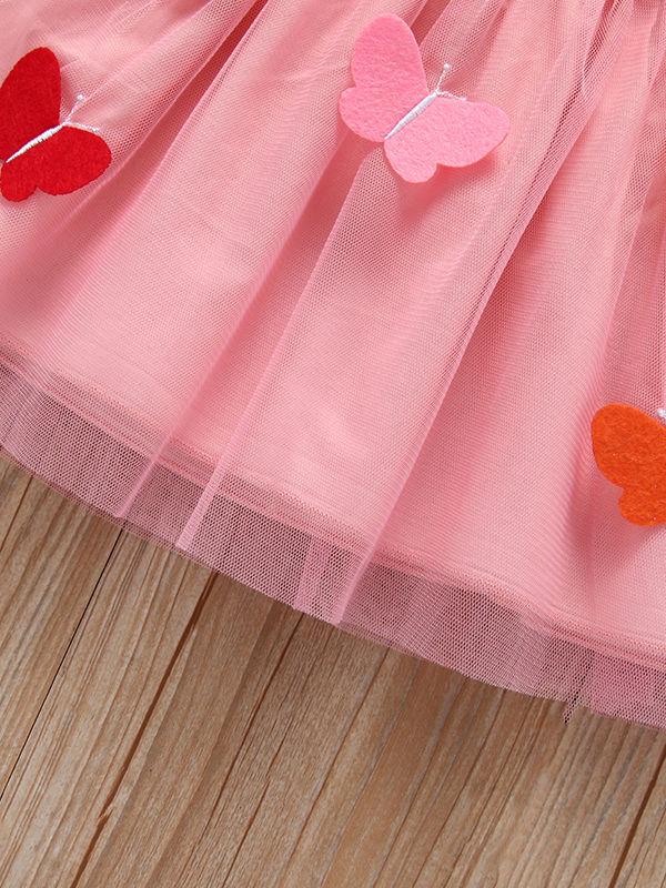 Butterfly Style Baby Little Girl Clothes 2-Piece Outfit T-shirt Matching Mesh 3D Butterfly Skirt - dianjiang-