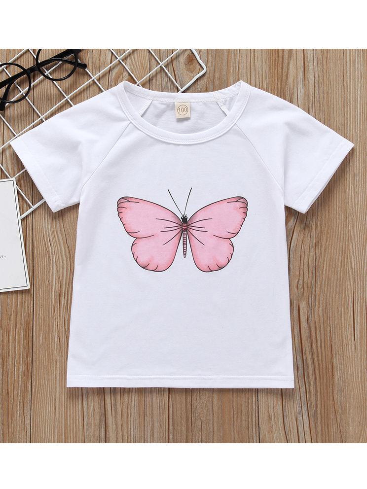 Butterfly Style Baby Little Girl Clothes 2-Piece Outfit T-shirt Matching Mesh 3D Butterfly Skirt - dianjiang-