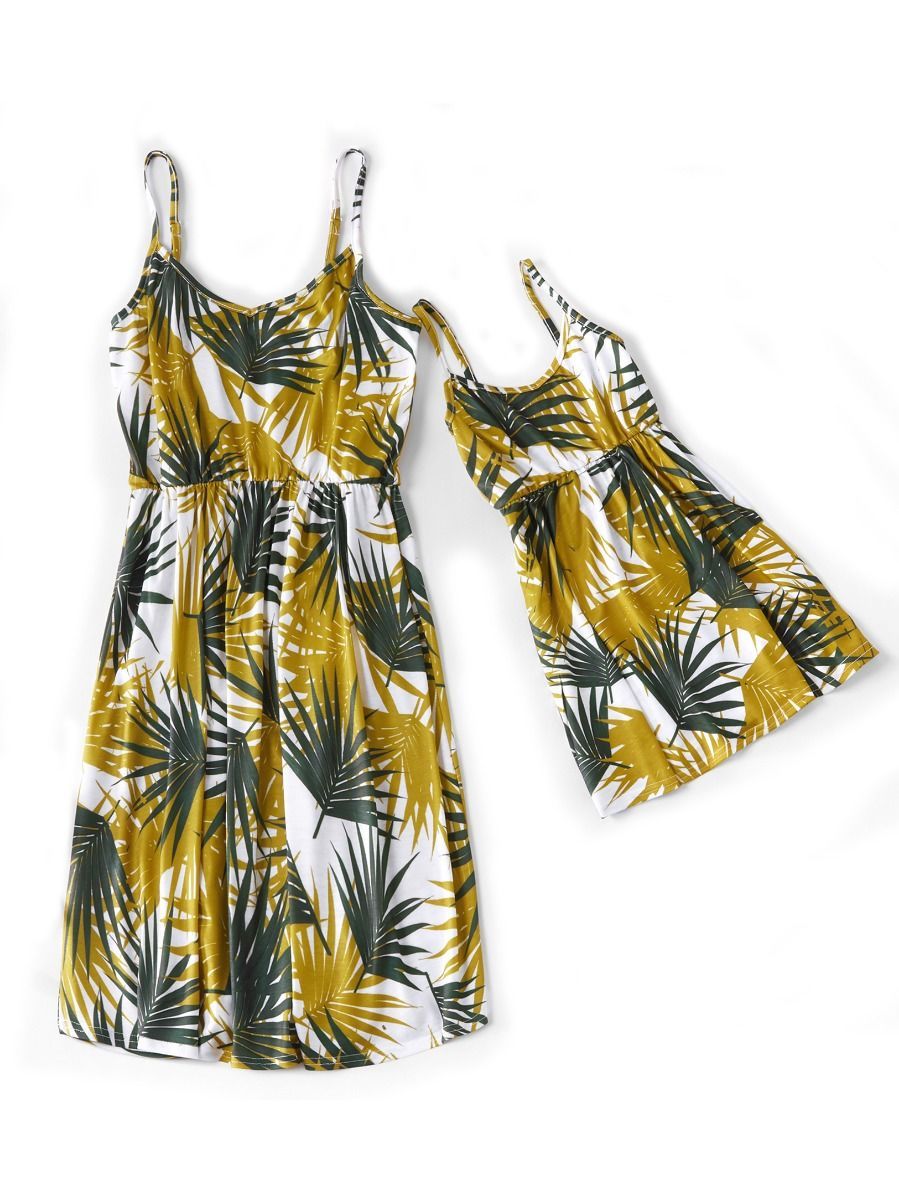 Mommy and Me Leaf Print Sundress - dianjiang-