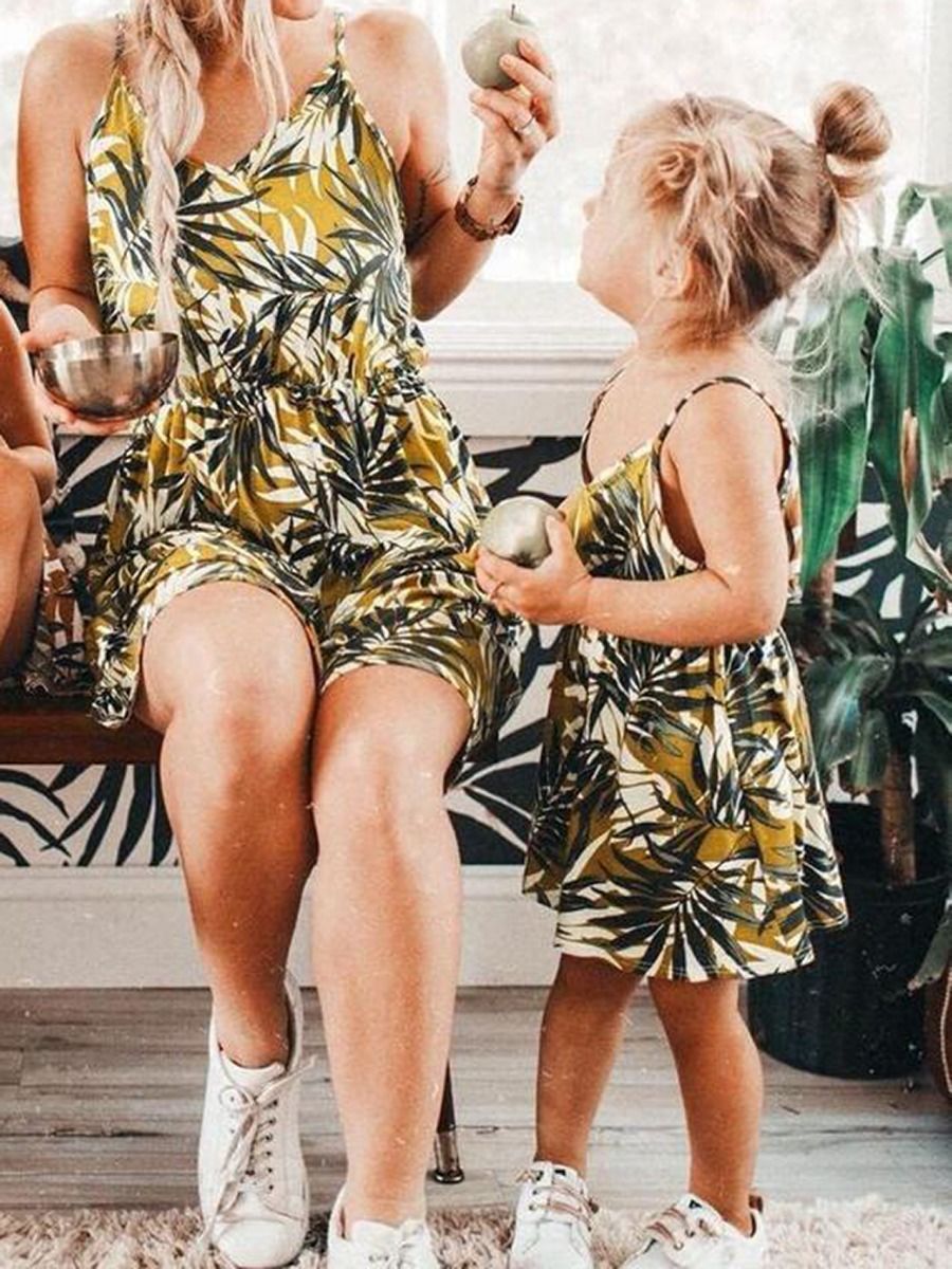 Mommy and Me Leaf Print Sundress - dianjiang-