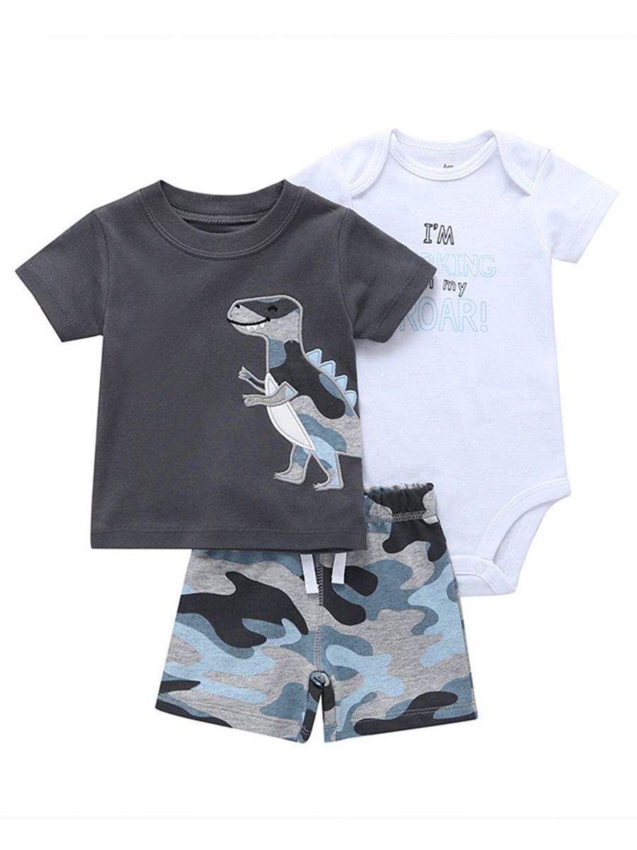 Summer Baby Clothes Outfit 3-PACK Polo T-shirt+Bodysuit+Shorts - dianjiang-