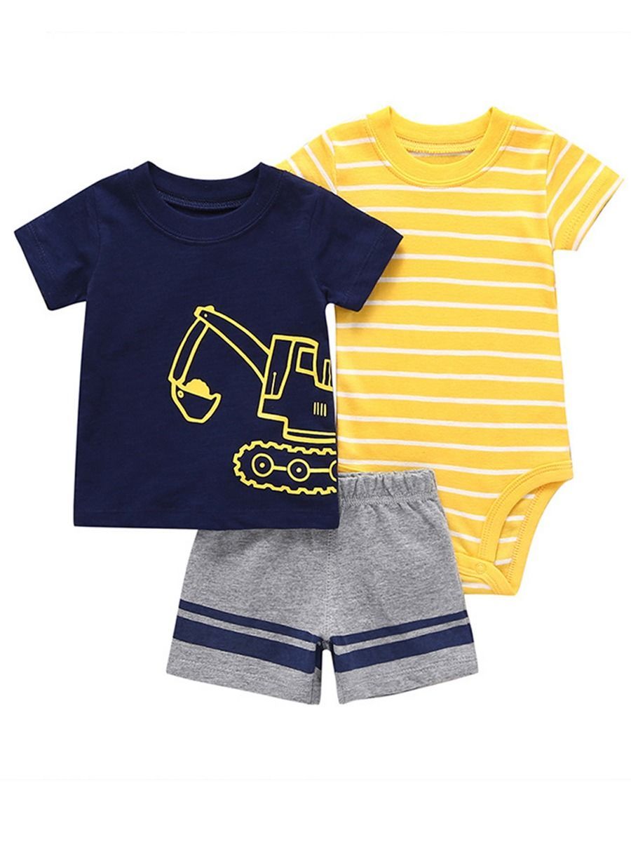 Summer Infant Clothes Outfit 3-PACK T-shirt+Bodysuit+Shorts - dianjiang-