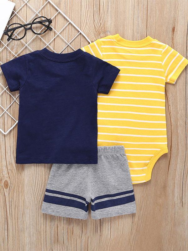 Summer Infant Clothes Outfit 3-PACK T-shirt+Bodysuit+Shorts - dianjiang-