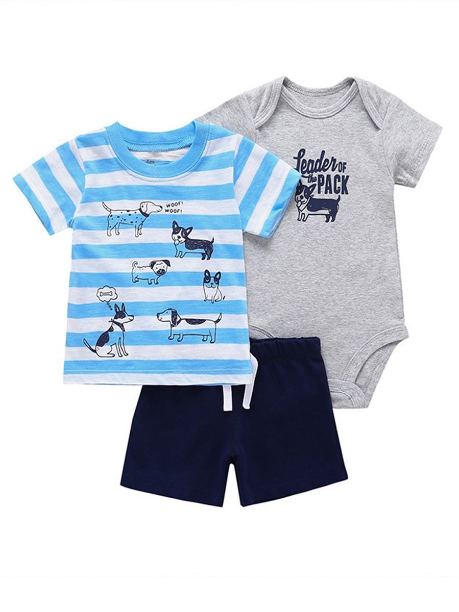 Summer Infant Clothes Outfit 3-PACK T-shirt+Bodysuit+Shorts - dianjiang-