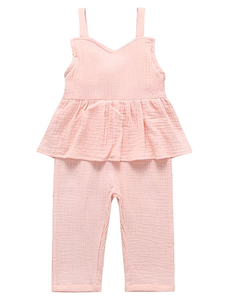 Solid Color Baby Girl Stylish Jumpsuit - dianjiang-