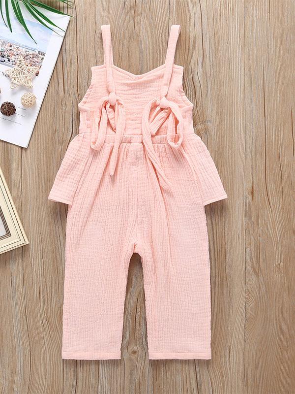 Solid Color Baby Girl Stylish Jumpsuit - dianjiang-