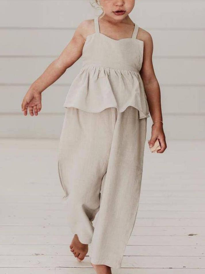 Solid Color Baby Girl Stylish Jumpsuit - dianjiang-