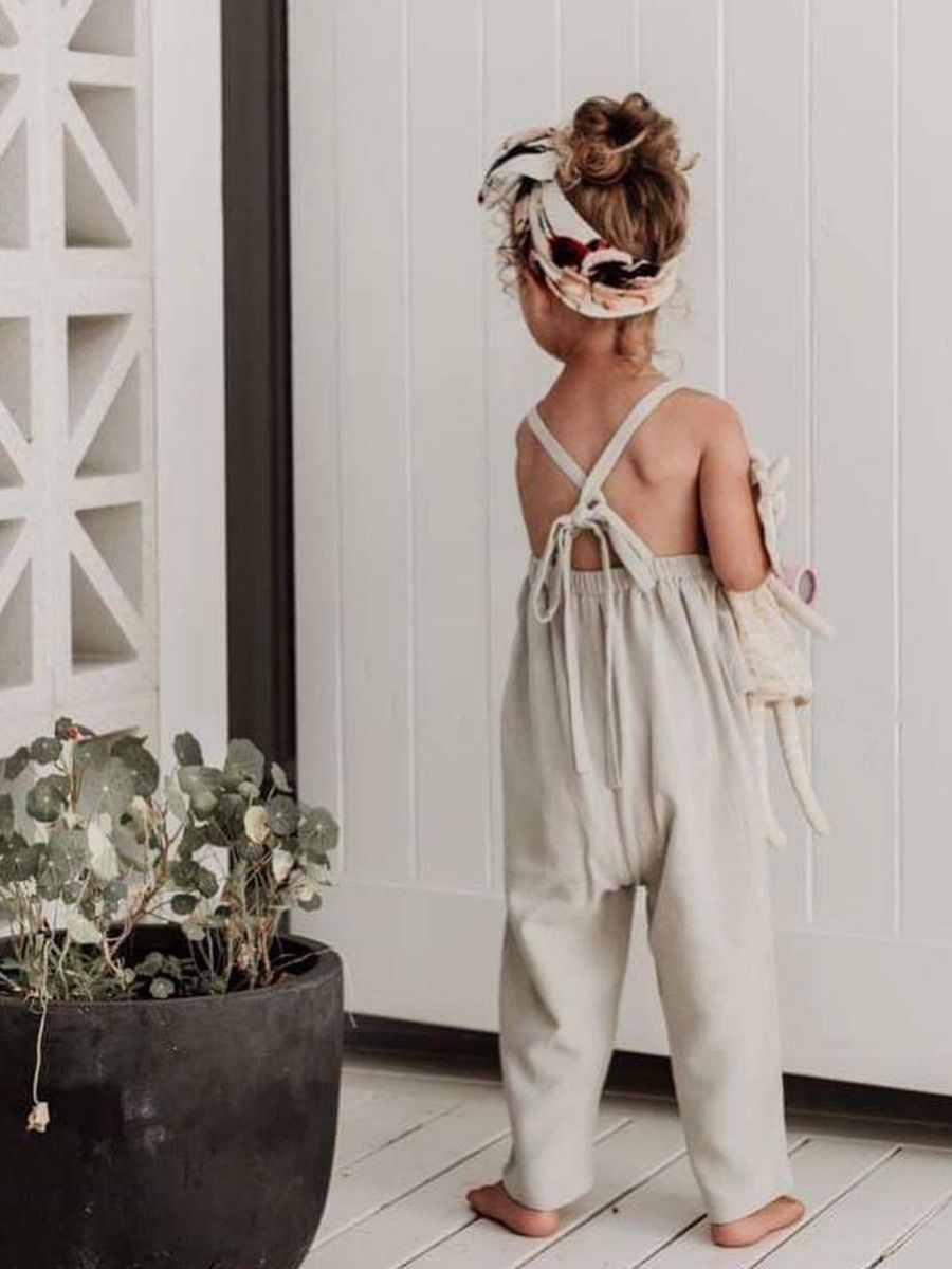 Solid Color Baby Girl Stylish Jumpsuit - dianjiang-