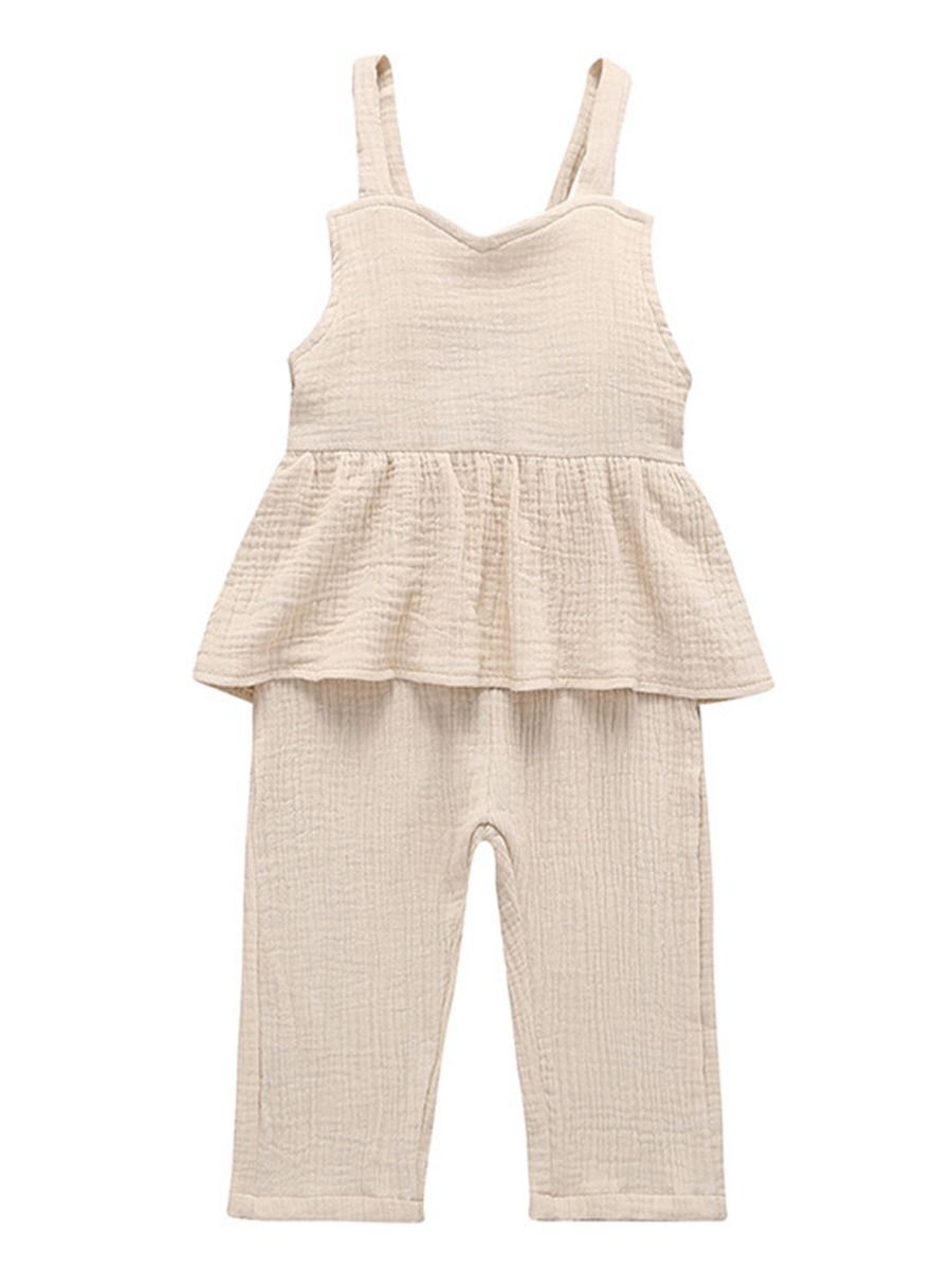 Solid Color Baby Girl Stylish Jumpsuit - dianjiang-