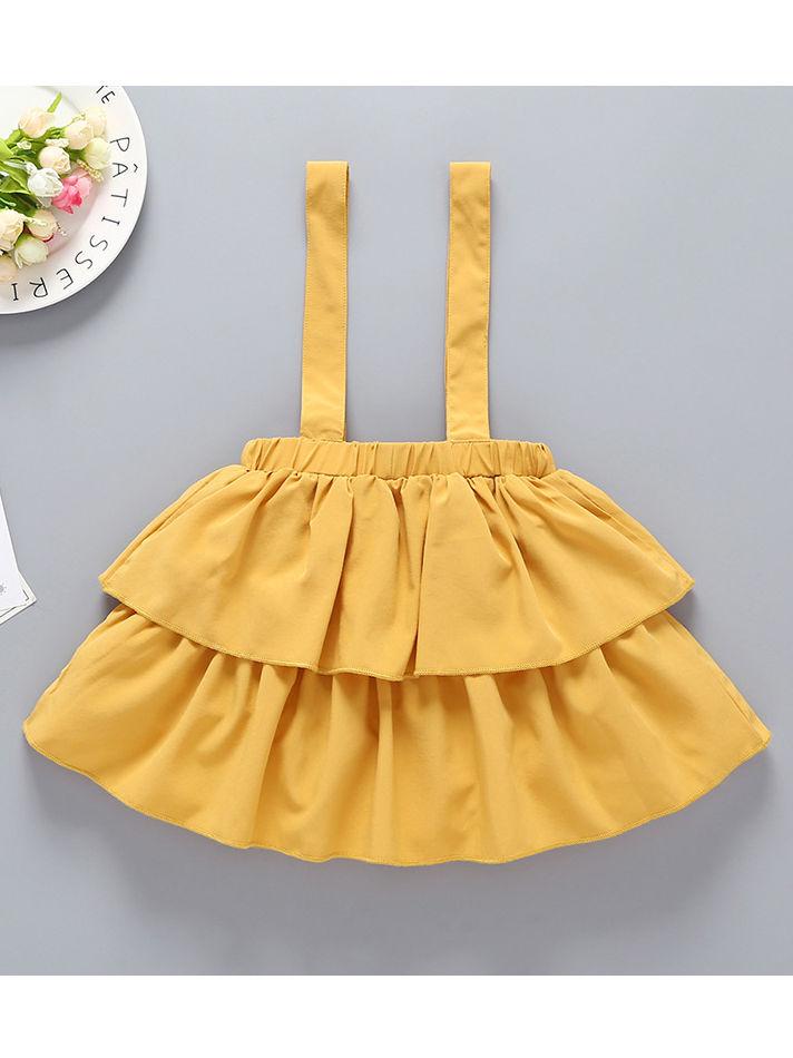 2-Piece Baby Clothes Off Shoulder Pineapple Print Flutter Sleeve Jumpsuit Matching Yellow Jumper Skirt Summer - dianjiang-