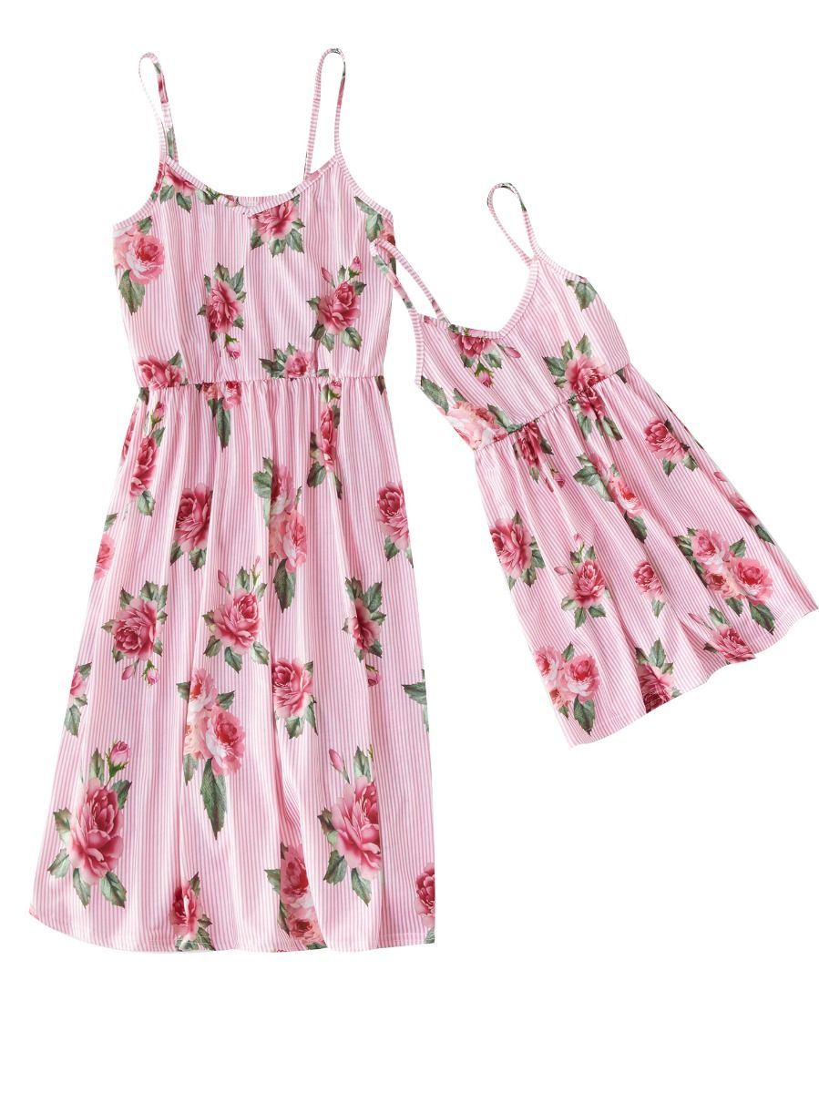 Mommy and Me Dress Flower Pinstripe Sundress - dianjiang-