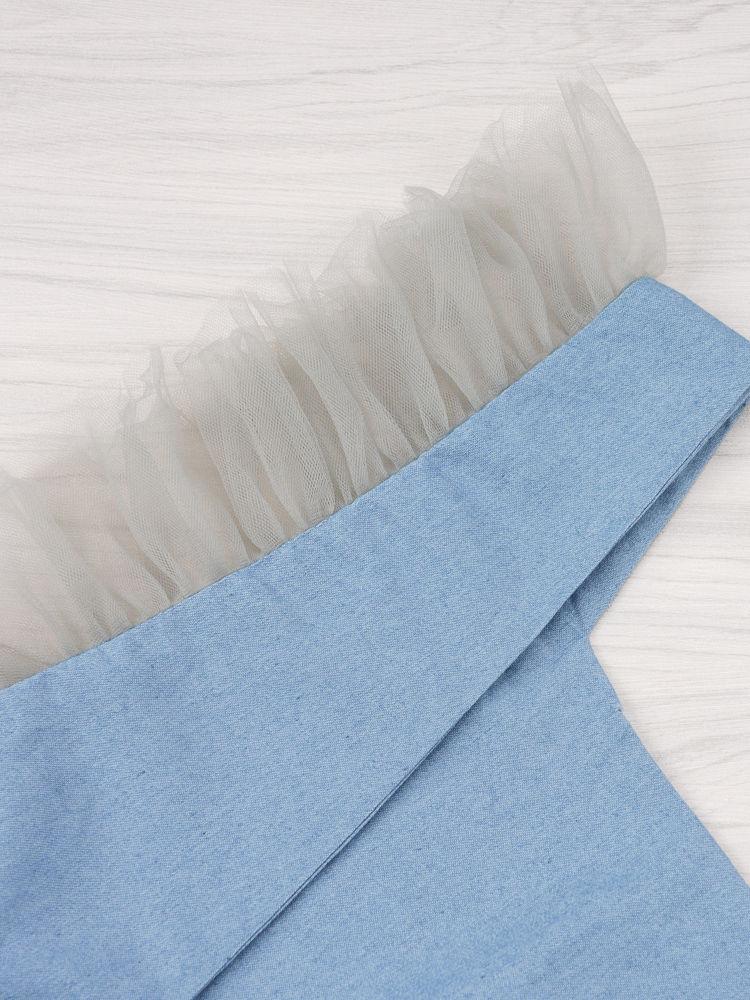 Little Girl Jumpsuit Flutter Sleeve Blue Jumpsuit - dianjiang-