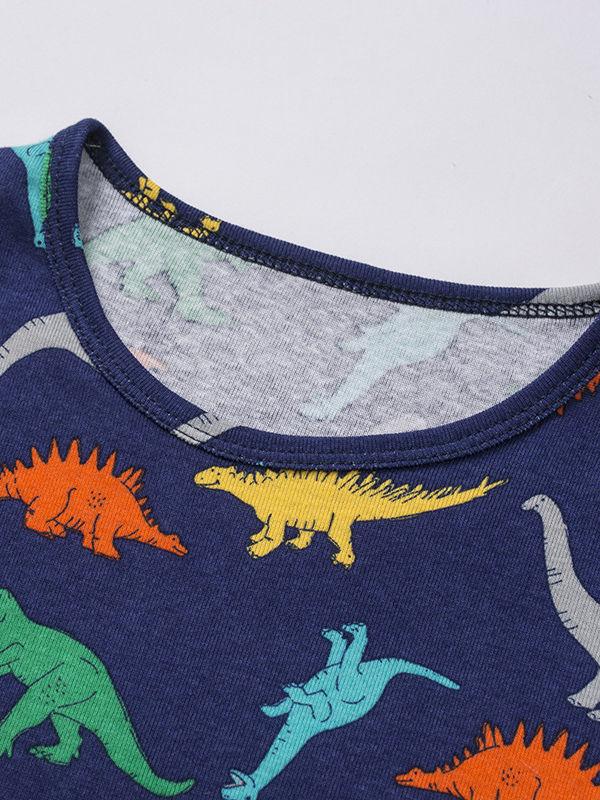 Dinosaur Print Cartoon Toddler Big Boys T-shirt Summer - dianjiang-