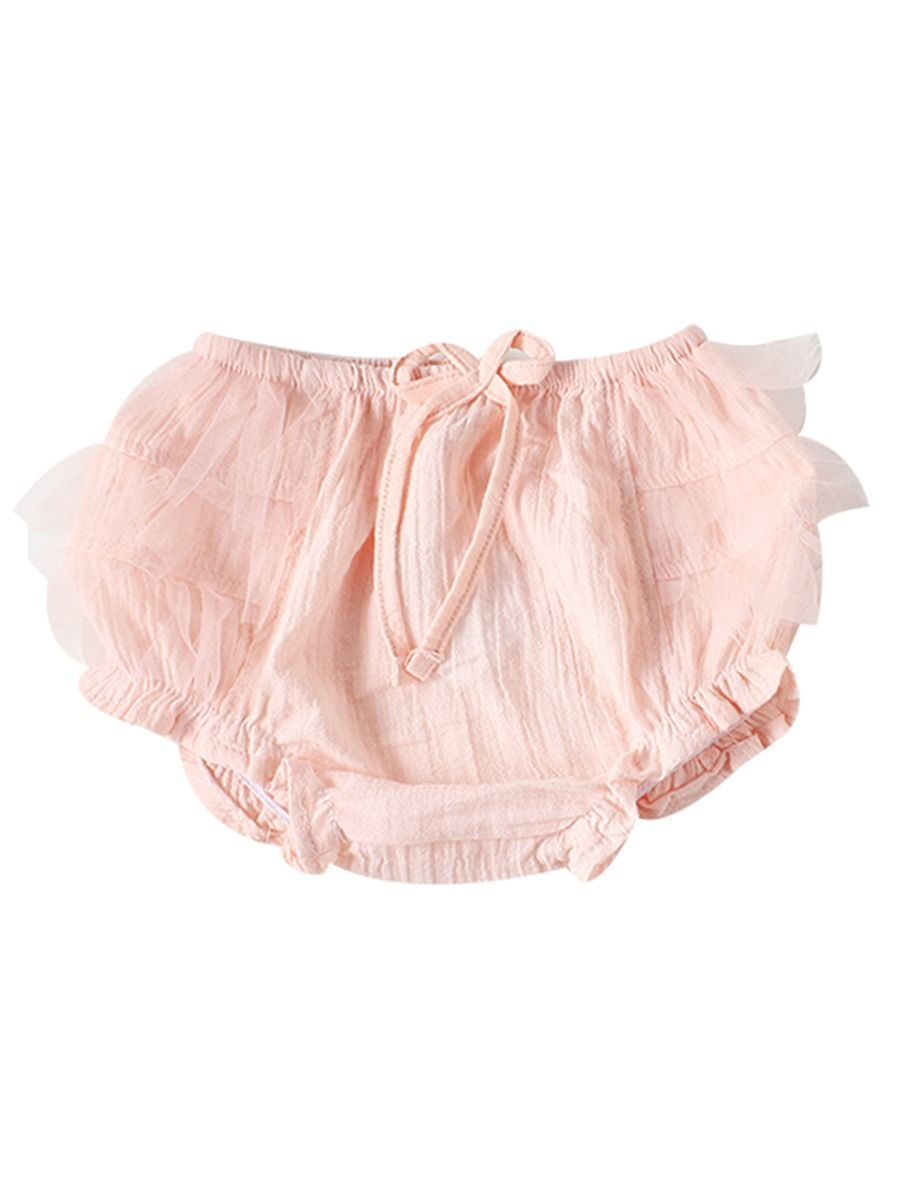 Pink / White Mesh Cotton Baby Girls Shorts - dianjiang-