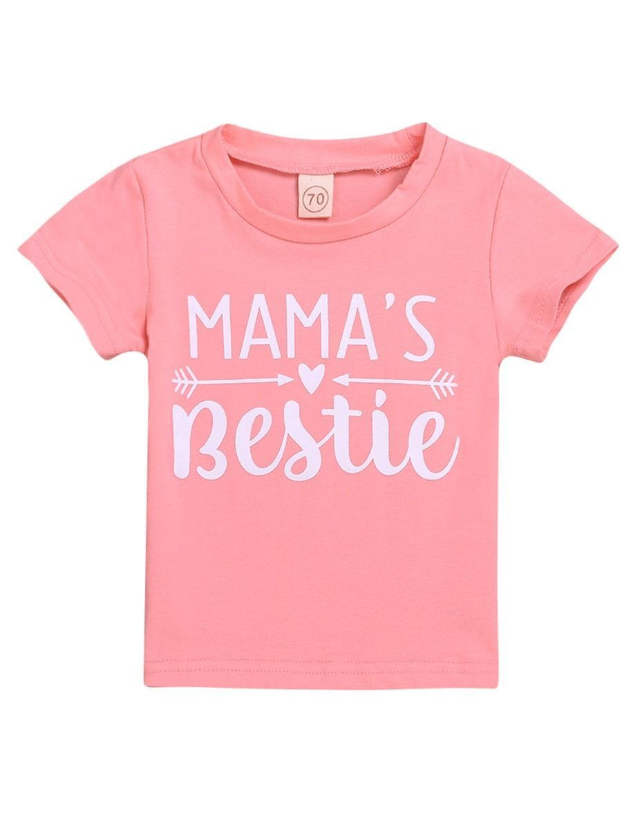 MAMA'S BESTIE Pink T-shirt For Baby Little Girl Newborn Tops - dianjiang-