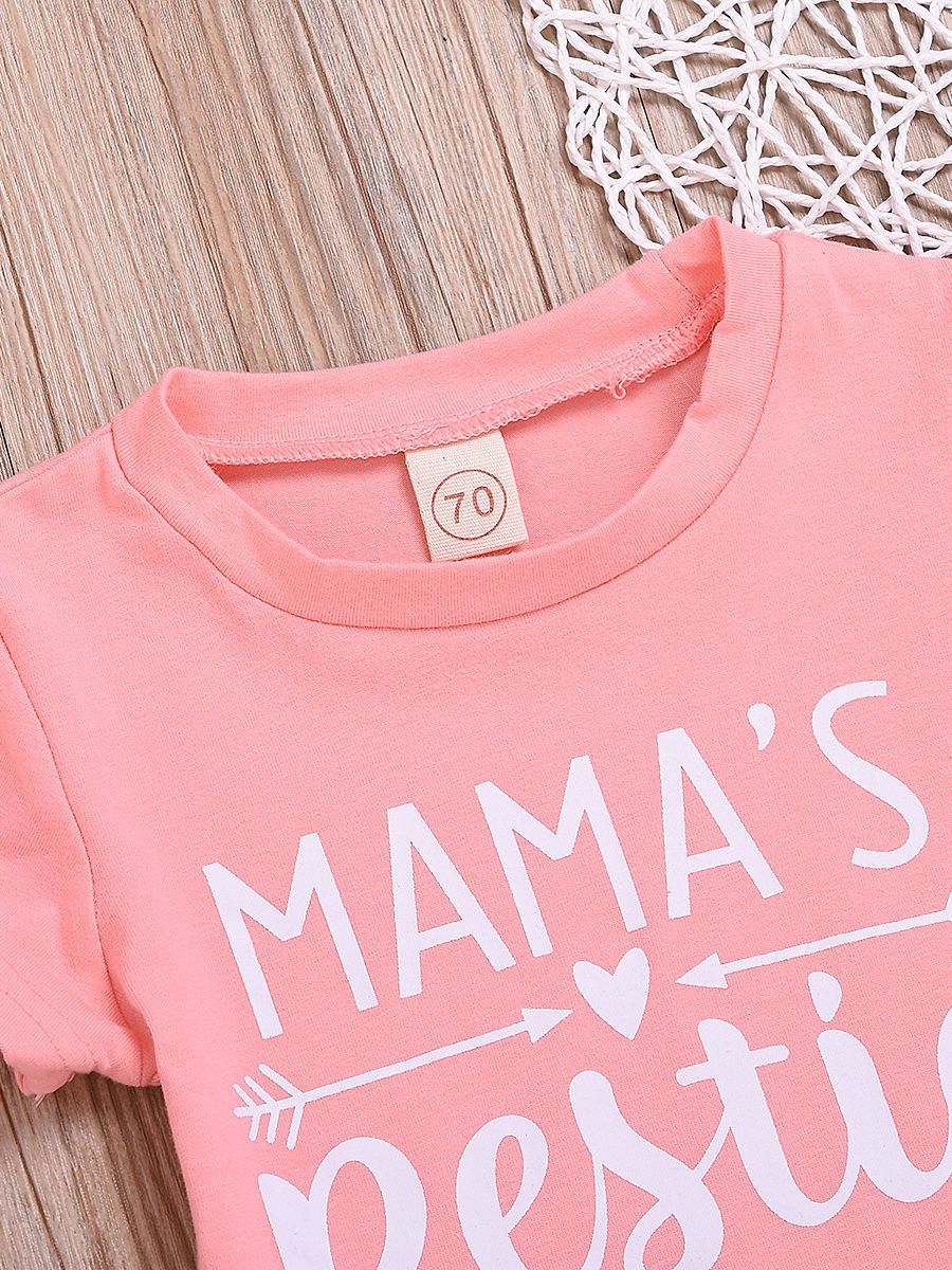 MAMA'S BESTIE Pink T-shirt For Baby Little Girl Newborn Tops - dianjiang-