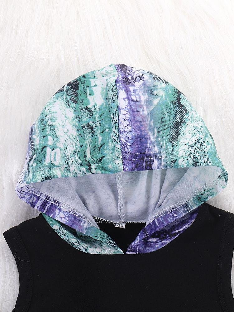 2-Piece Baby Clothes Cotton Outfit Hooded Tank Top Matching Printed Pants Wholesale - dianjiang-