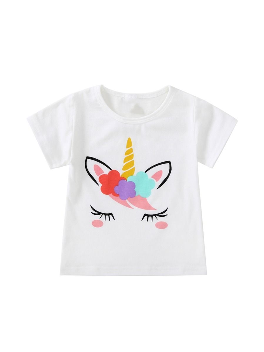Unicorn Cotton T-shirt For Baby Toddler Girls - dianjiang-