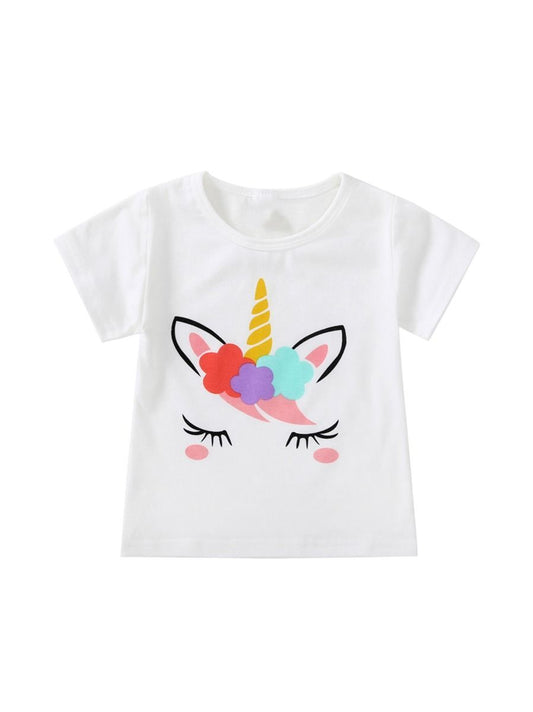 Unicorn Cotton T-shirt For Baby Toddler Girls - dianjiang-