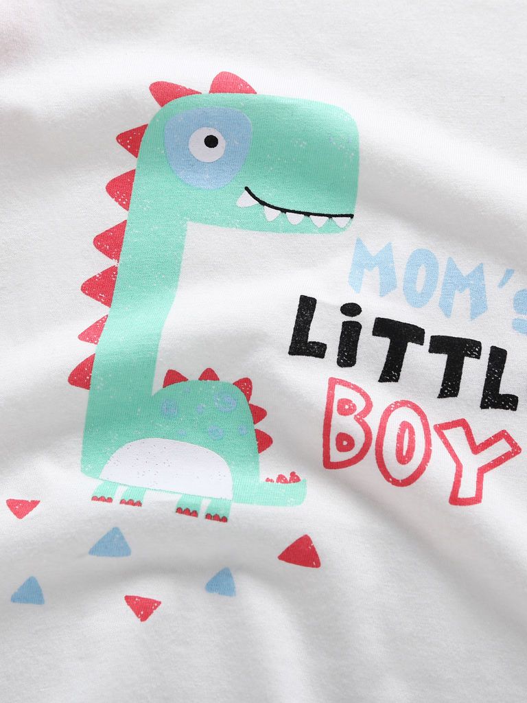 Cartoon Dinosaur Color-blocking Baby Little Boy T-shirt - dianjiang-