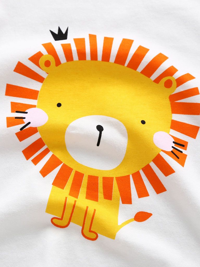 Cute Cartoon Lion Color-blocking T-shirt for Baby Little Boy - dianjiang-