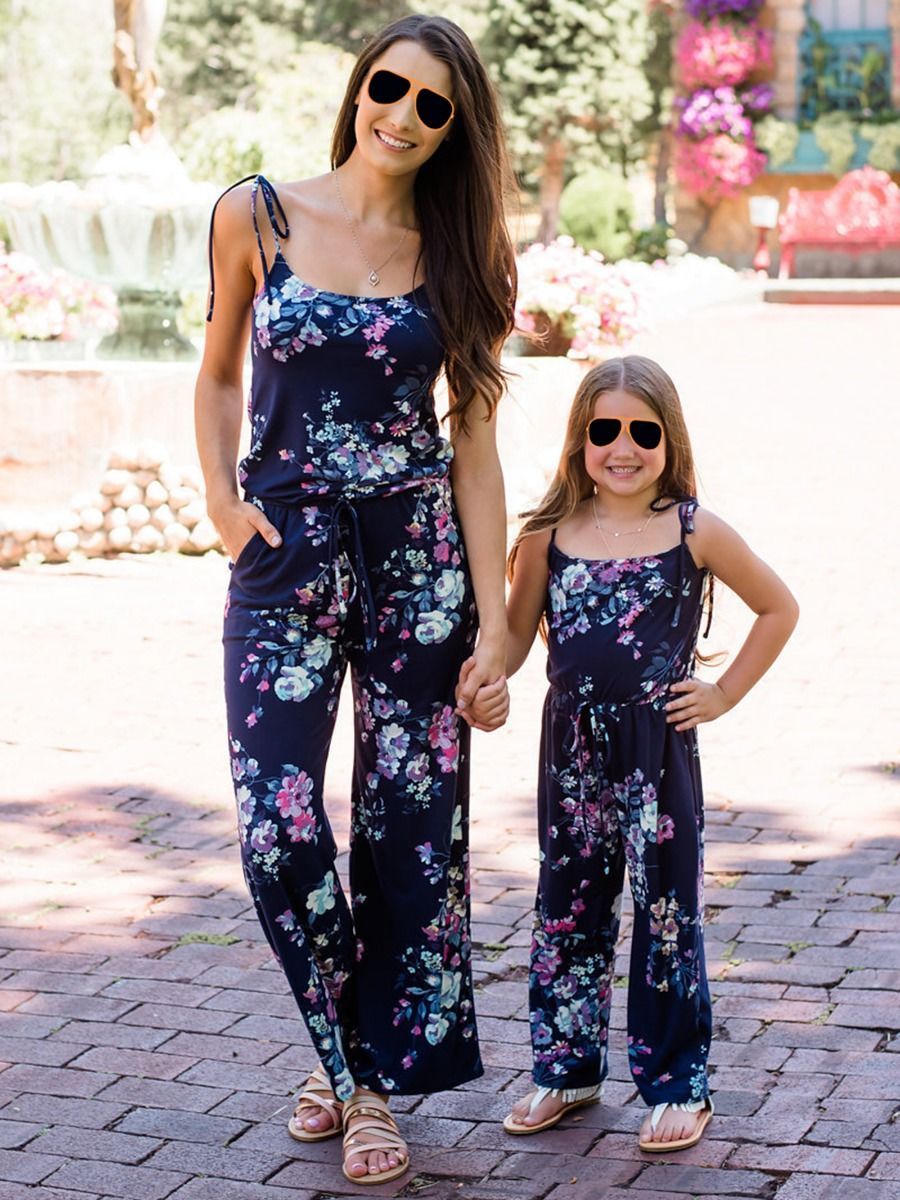 Fashion Mommy and Daughter Flower Printed Jumpsuit - dianjiang-