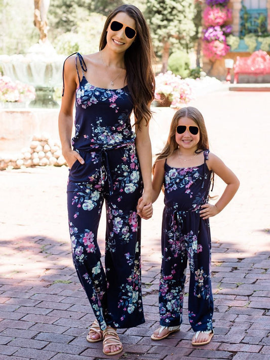 Fashion Mommy and Daughter Flower Printed Jumpsuit - dianjiang-