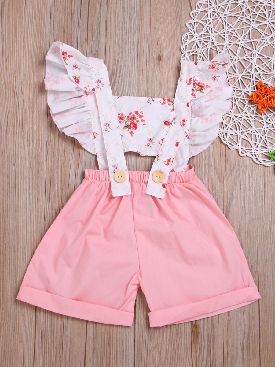 Flutter Sleeve Flower Baby Toddler Kids Jumpsuit 100% Cotton - dianjiang-