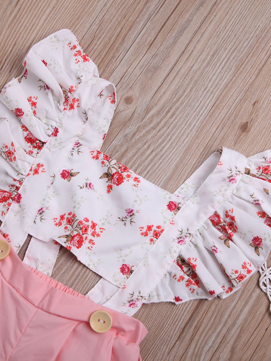 Flutter Sleeve Flower Baby Toddler Kids Jumpsuit 100% Cotton - dianjiang-