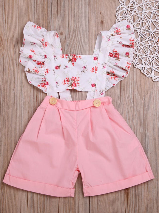 Flutter Sleeve Flower Baby Toddler Kids Jumpsuit 100% Cotton - dianjiang-