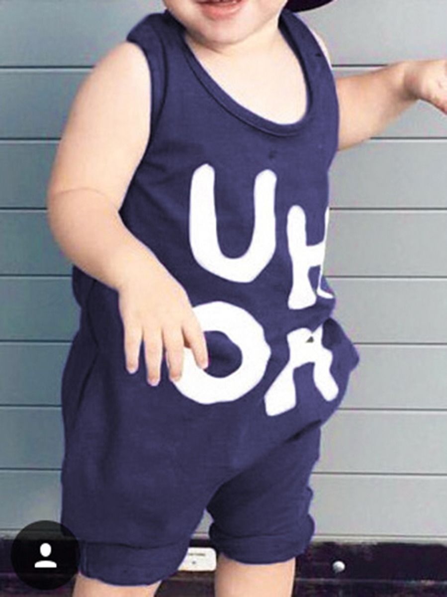 High Summer Letters Print Baby Little Kids Unisex Jumpsuit - dianjiang-