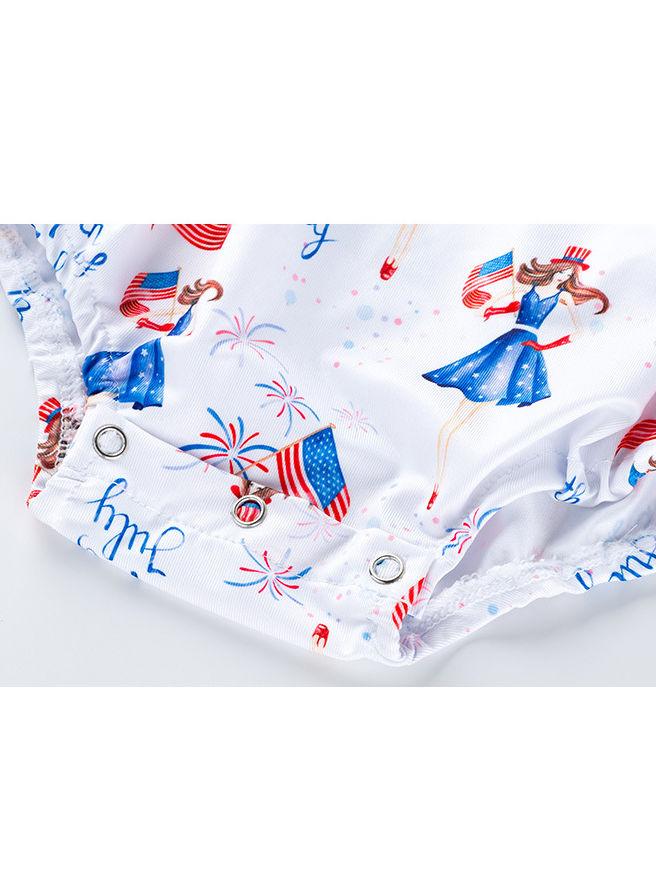 2-Piece 4TH Of July Off Shoulder Romper Matching Headband - dianjiang-