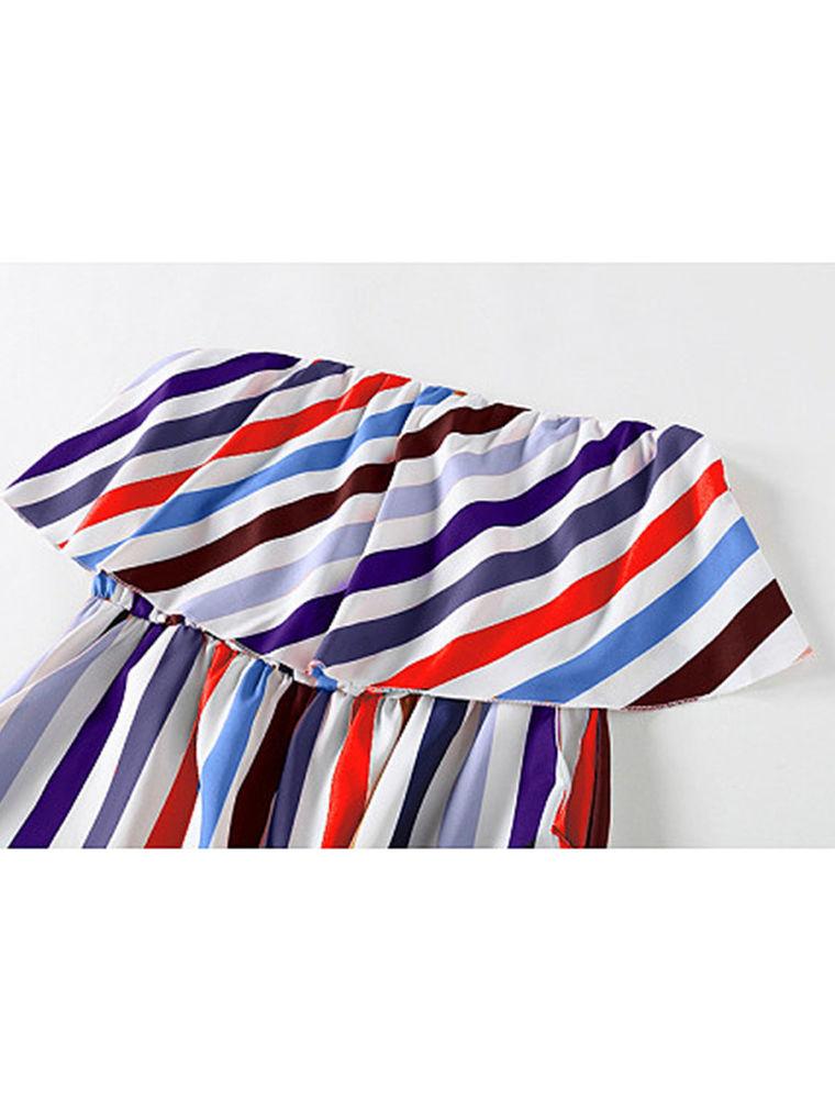 Mommy and Me Family fitted  Colorful Stripe Dress Outfit - dianjiang-