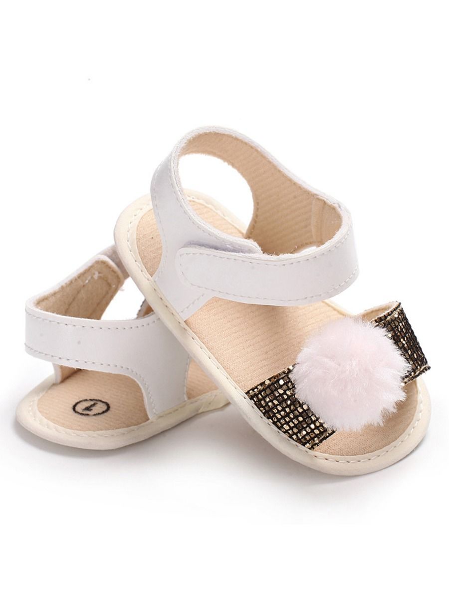 Pom Trim Sequins Baby Girl Sandal Daily New - dianjiang-