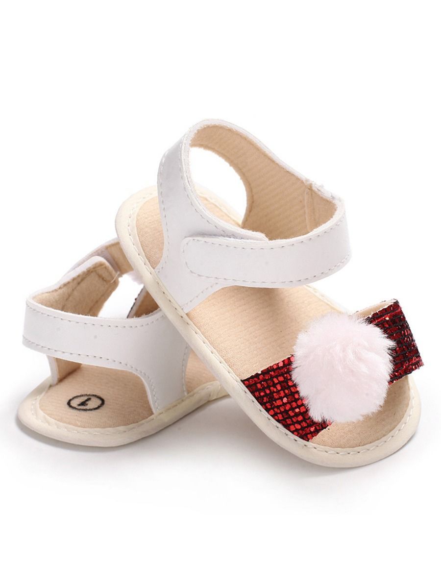 Pom Trim Sequins Baby Girl Sandal Daily New - dianjiang-