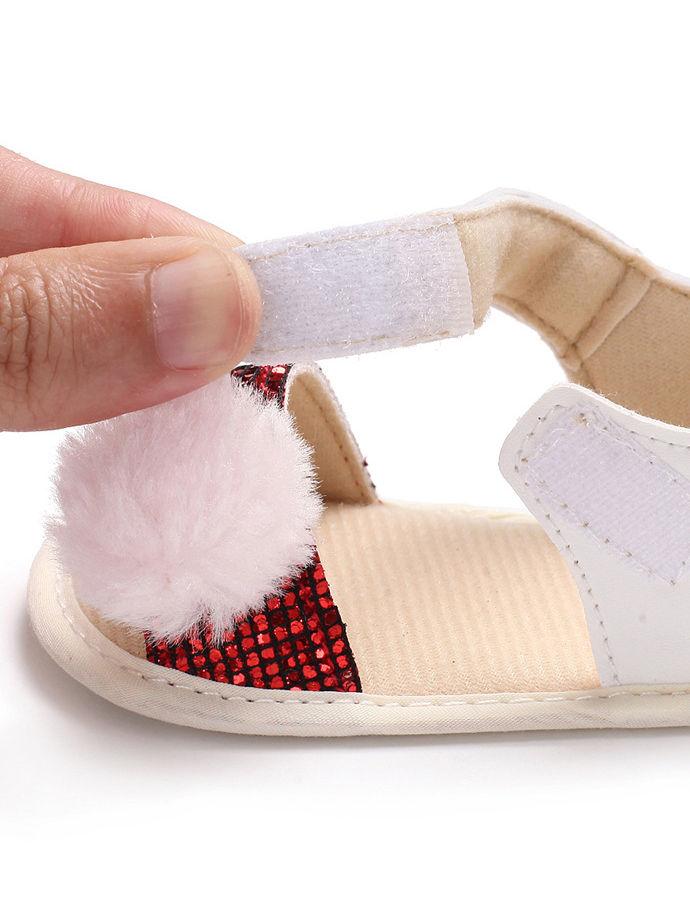 Pom Trim Sequins Baby Girl Sandal Daily New - dianjiang-