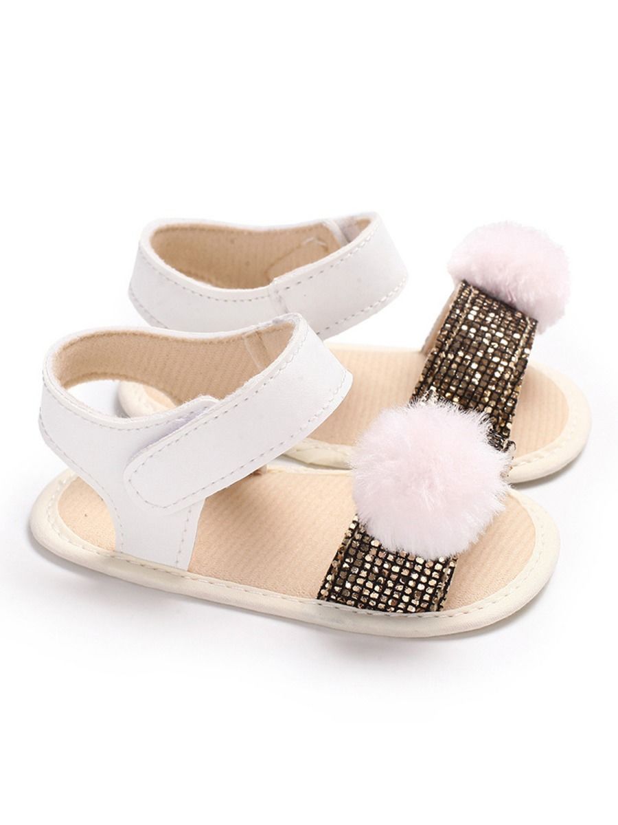 Pom Trim Sequins Baby Girl Sandal Daily New - dianjiang-