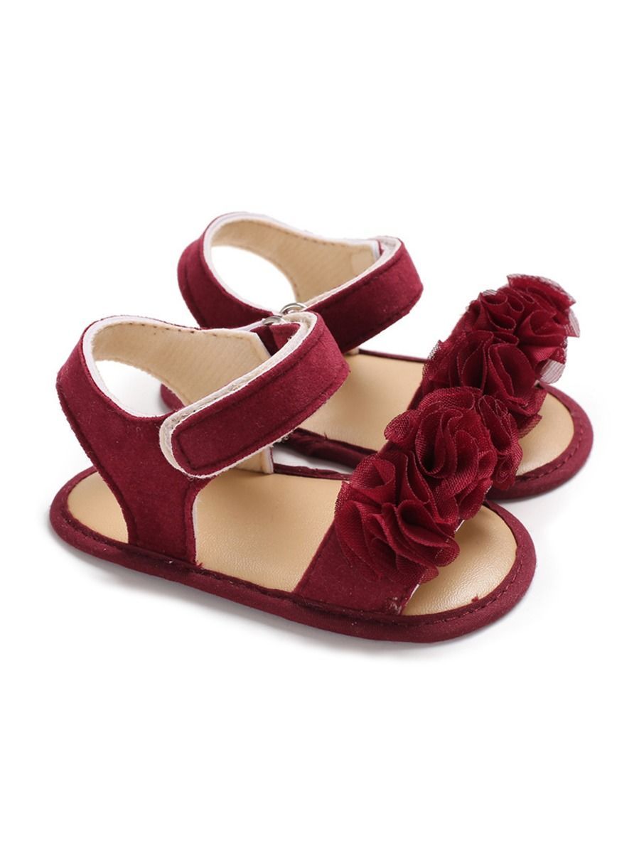 Flower Shoes Trim Solid Color Baby Sandal - dianjiang-