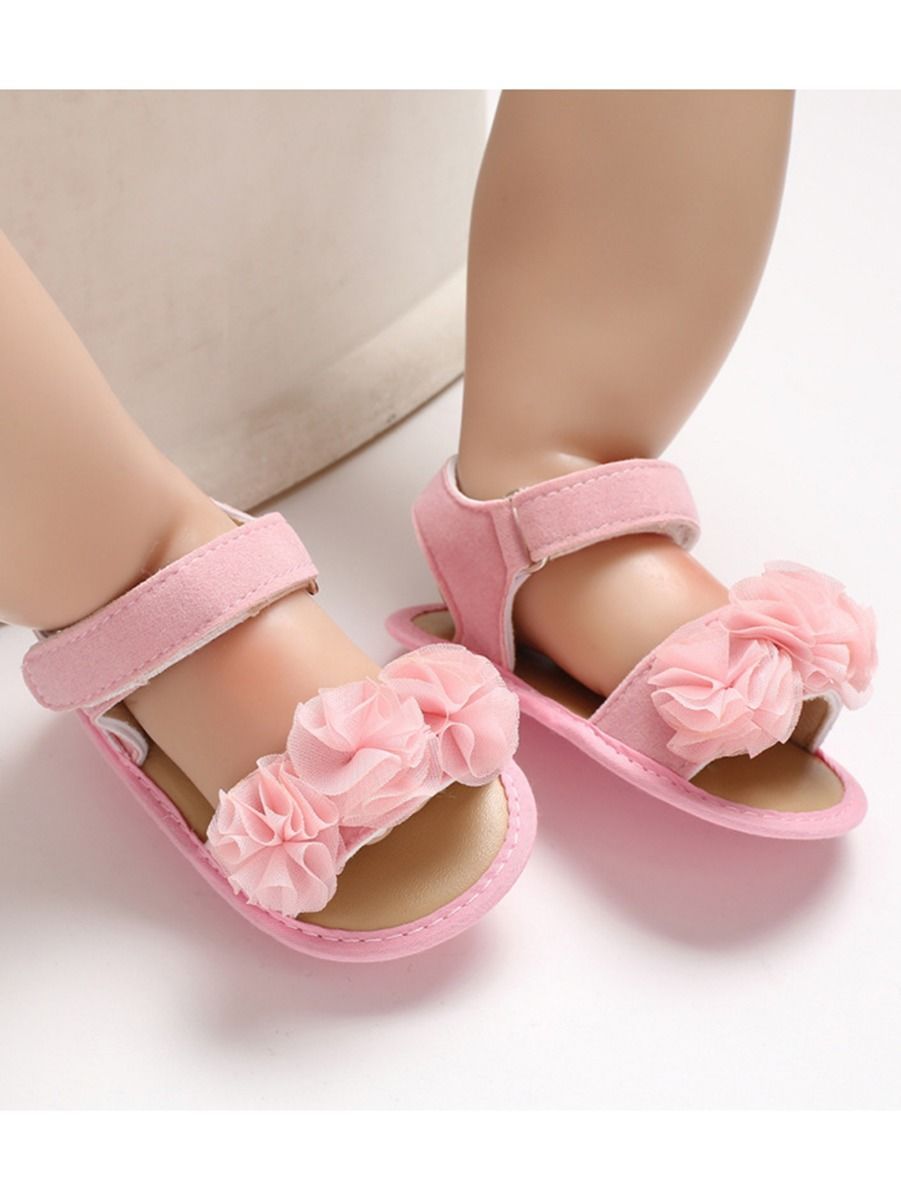 Flower Shoes Trim Solid Color Baby Sandal - dianjiang-