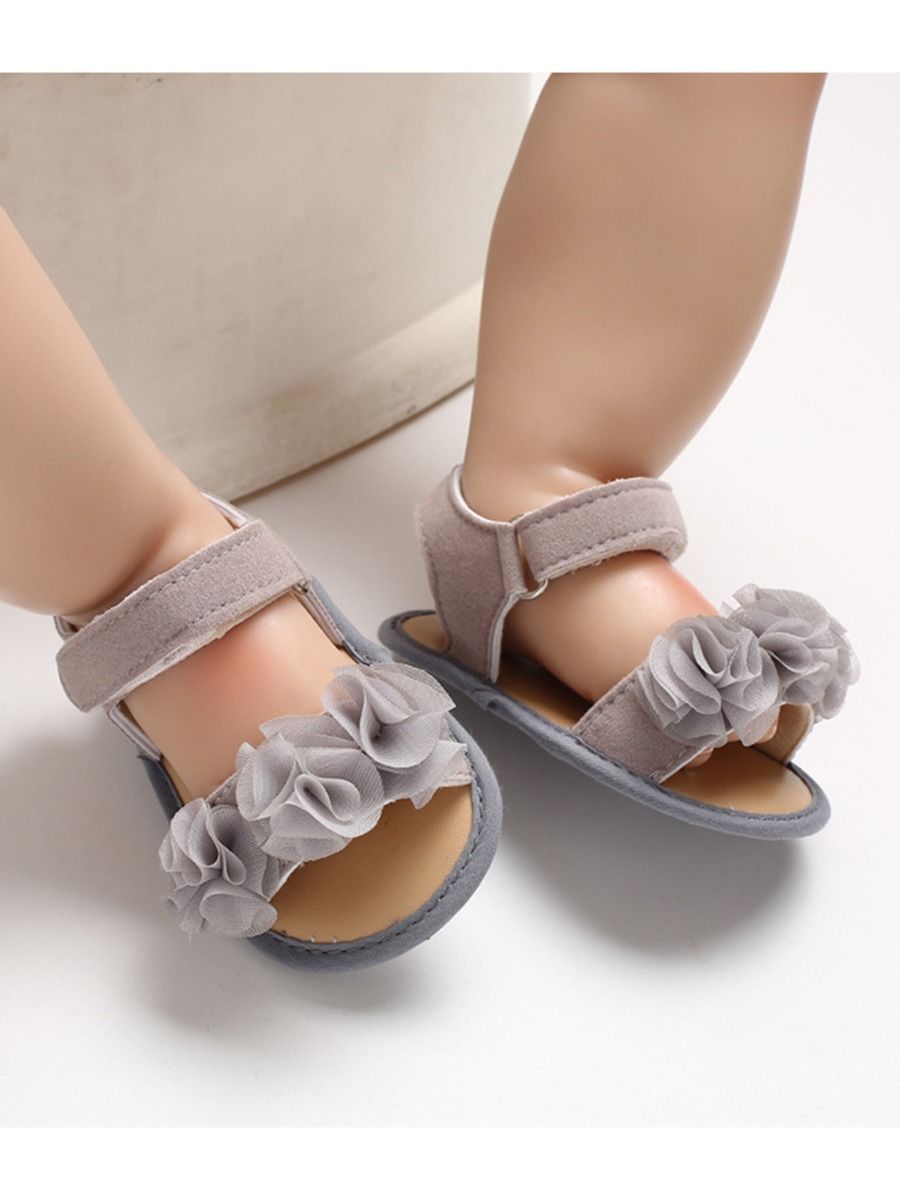 Flower Shoes Trim Solid Color Baby Sandal - dianjiang-