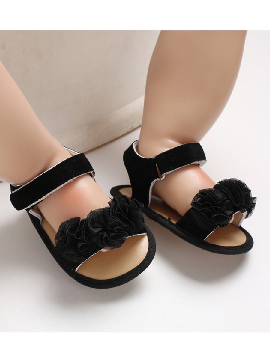 Flower Shoes Trim Solid Color Baby Sandal - dianjiang-