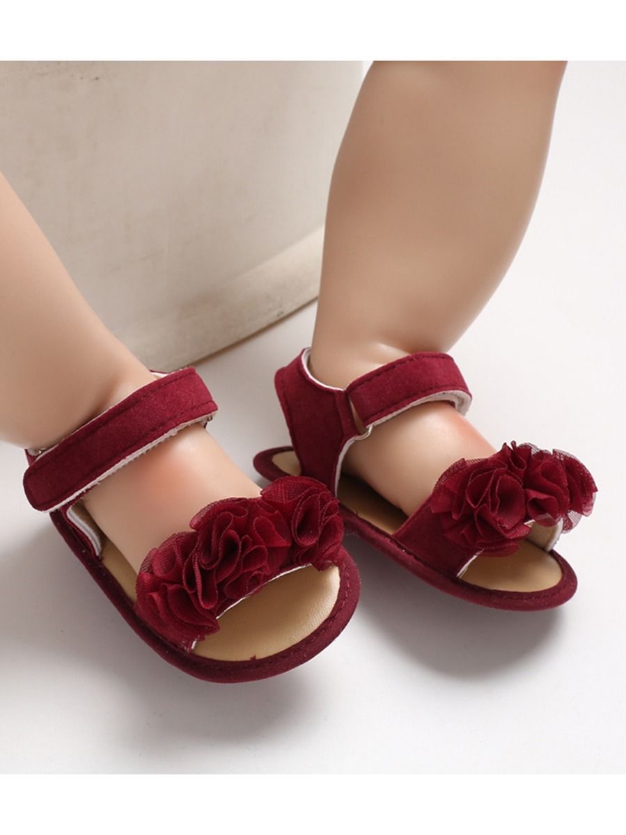 Flower Shoes Trim Solid Color Baby Sandal - dianjiang-