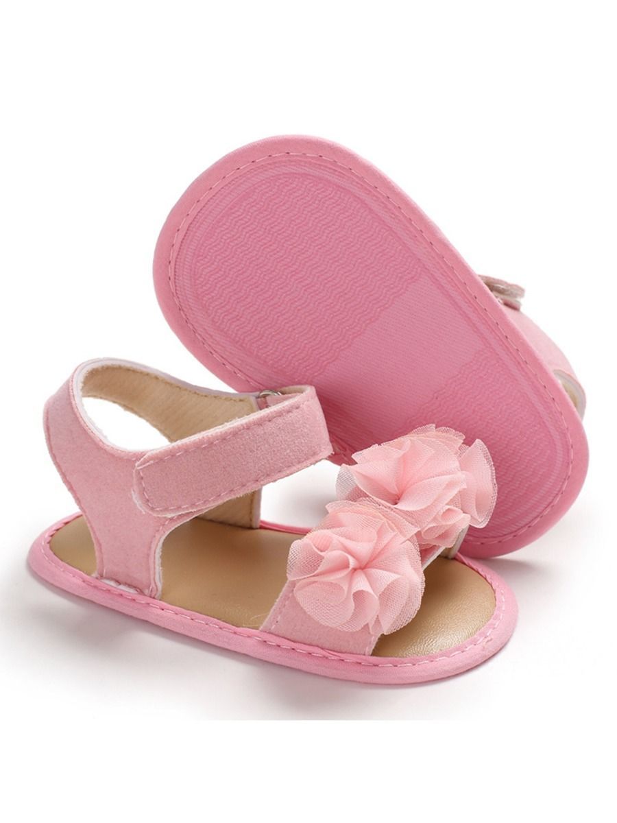 Flower Shoes Trim Solid Color Baby Sandal - dianjiang-